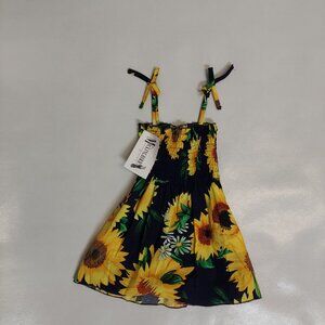 SUNFLOWER AND NAVY CASUAL DRESS - 9-12 M - NWT